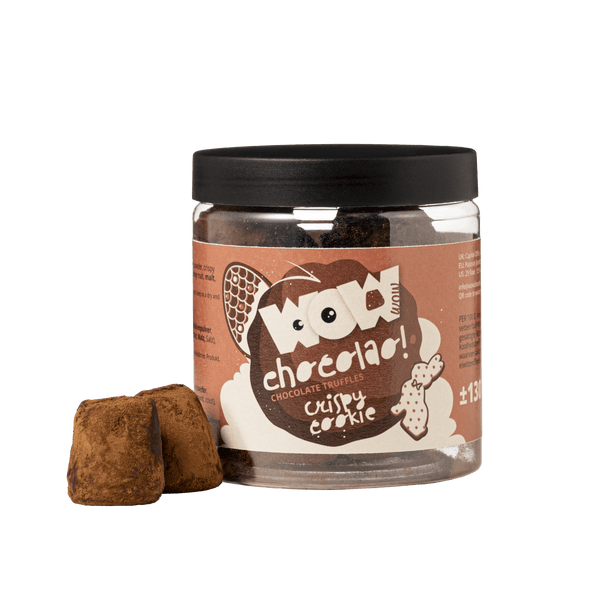 Bolachas Crocantes - Trufas de chocolate de Páscoa - Frasco para oferta 130g