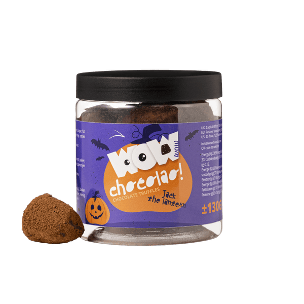 Frasco-presente de trufas de tarte de abóbora Jack The Lantern 130g | Chocolate de Halloween