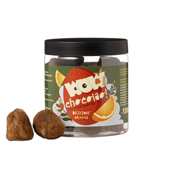 Laranja - Trufas de Chocolate de Páscoa - Frasco para presente 130 g