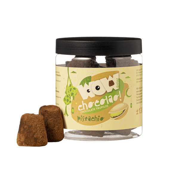 Frasco-presente de trufas de chocolate com pistácio para o Eid, 130g | Chocolate festivo de luxo