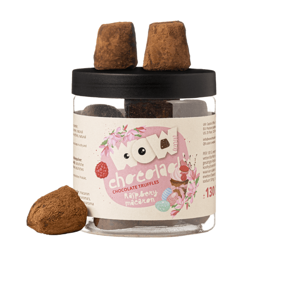 Trufas de chocolate Macaron de Framboesa - Pote de oferta 130 g