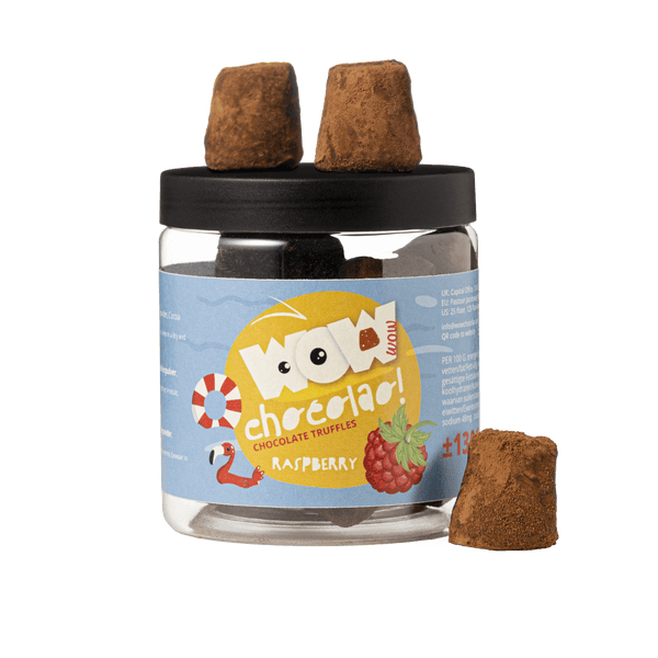 Frasco de Presente com Trufas de Verão de Framboesa 130g | Chocolate de Verão Frutado