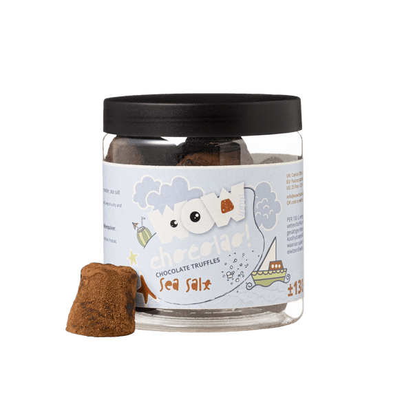 Frasco de Presente com Trufas de Verão e Sal Marinho 130g | Chocolate Refrescante