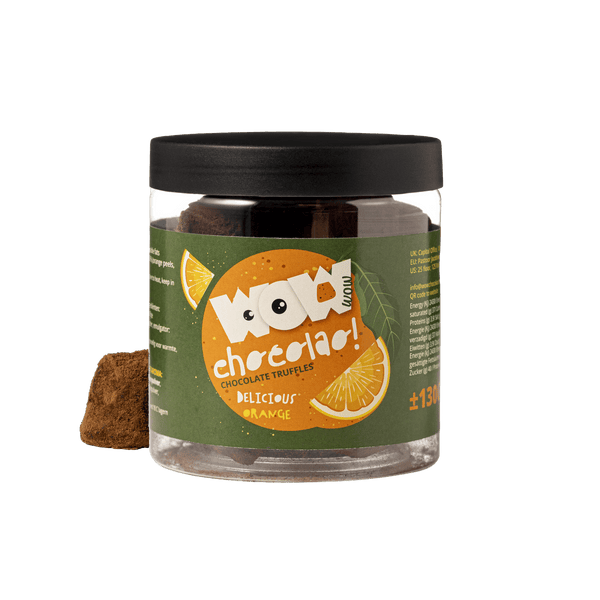 Frascos de Presente com Trufas de Chocolate e Casca de Laranja Cristalizada 130g | Chocolate Cítrico