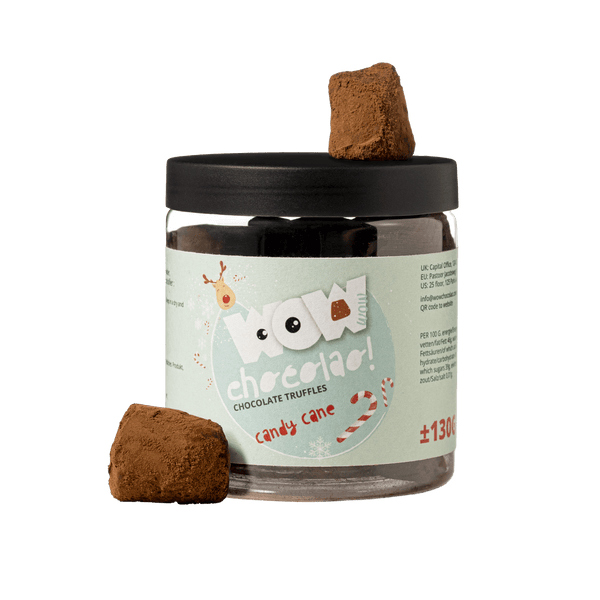 Frasco de Presente com Trufas Candy Cane Christmas 130g | Chocolate de Hortelã-pimenta para as Festas