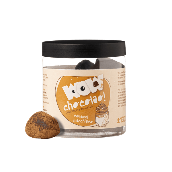 Frasco-presente de trufas de chocolate Caramel Macchiato 130g | Chocolate de café