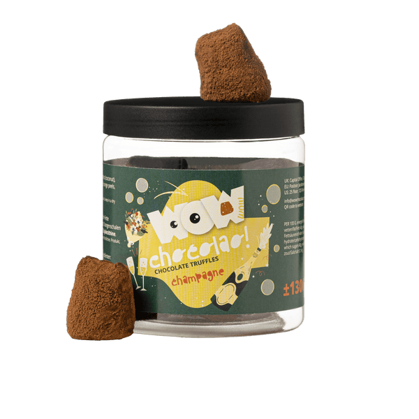 Frasco de Trufas Champagne para o Dia da Mãe 130g | Presente de Chocolate de Luxo