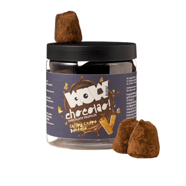 Frasco de Presente com Trufas Crocantes de Crepe Dentelle 130g | Chocolate Francês Crocante