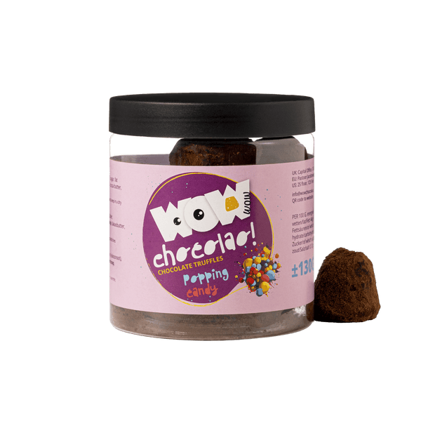 Frasco de Presente com Trufas de Chocolate e Açúcar Efervescente 130g | Chocolate com Balas Estaladiças