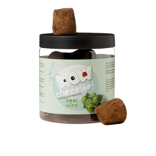 Frasco-presente de trufas de chocolate com menta 130 g | Chocolate com menta refrescante
