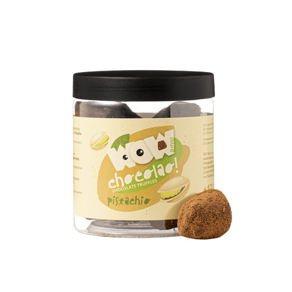 Frasco de Presente com Trufas de Chocolate e Pistácio 130g | Chocolate Gourmet de Pistácio