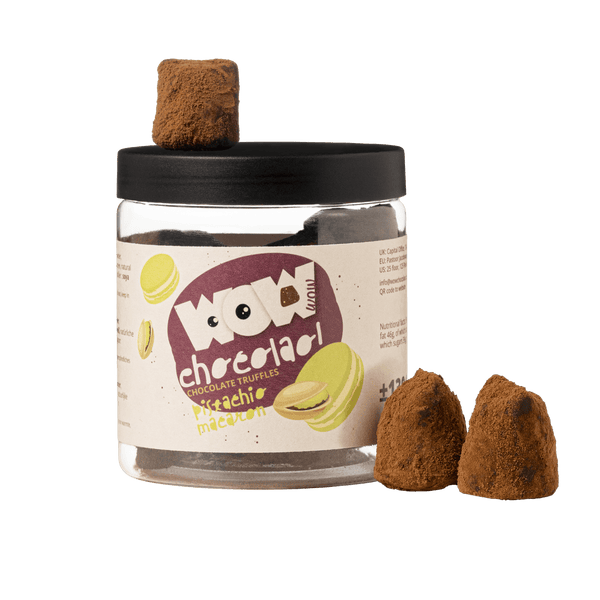 Frasco de Presente com Trufas de Chocolate de Macaron de Pistácio 130g | Chocolate de Luxo de Pistácio