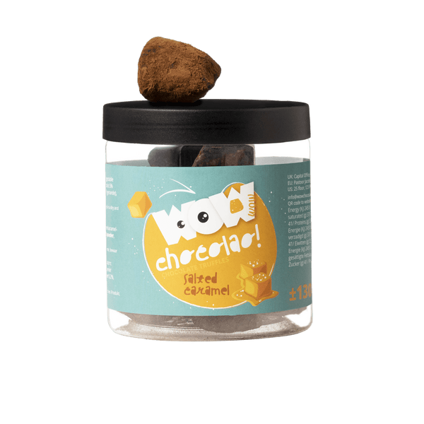 Frasco de Presente com Trufas de Chocolate de Caramelo Salgado 130g | Chocolate Doce e Salgado
