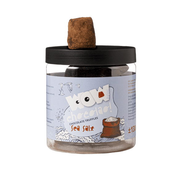 Frasco-presente de trufas de chocolate com sal marinho 130g | Chocolate de luxo com sal marinho